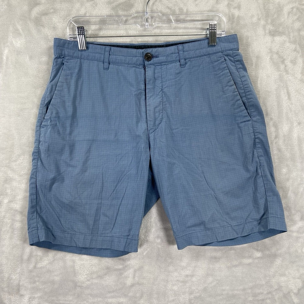 Theory Shorts Mens 32 Performance Chino 8" Inseam Preppy Plaid Stretch Casual